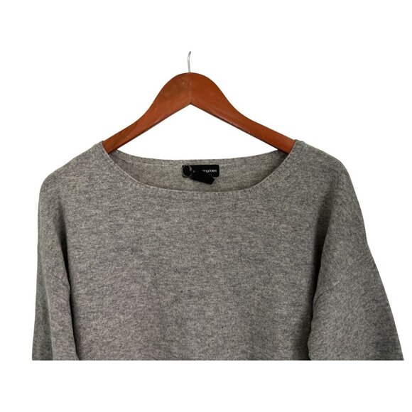 Bloomingdale's 100% Cashmere Sweater Lace Trim Gray Boatneck Size Med - Picture 3 of 8